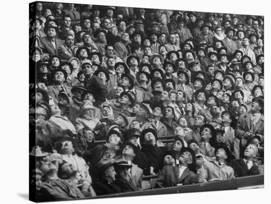 Opening Day of Baseball, Crowd Watching as Ball Flies Overhead-Francis Miller-Stretched Canvas