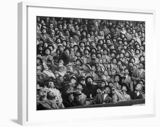 Opening Day of Baseball, Crowd Watching as Ball Flies Overhead-Francis Miller-Framed Photographic Print