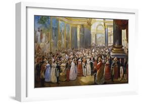 Opening of Gallery of Battles by King Louis Philippe at Museum of Palace of Versailles, June 1837-Jean Auguste Bard-Framed Giclee Print