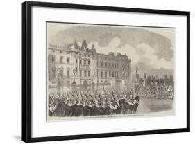 Opening of Parliament, Her Majesty Leaving Buckingham Palace-null-Framed Giclee Print