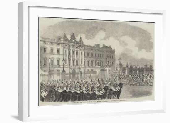 Opening of Parliament, Her Majesty Leaving Buckingham Palace-null-Framed Giclee Print