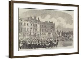 Opening of Parliament, Her Majesty Leaving Buckingham Palace-null-Framed Giclee Print