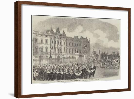 Opening of Parliament, Her Majesty Leaving Buckingham Palace-null-Framed Giclee Print