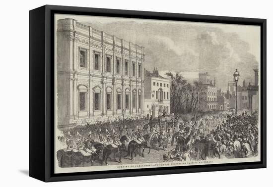 Opening of Parliament, the Royal Procession Passing Whitehall-null-Framed Stretched Canvas