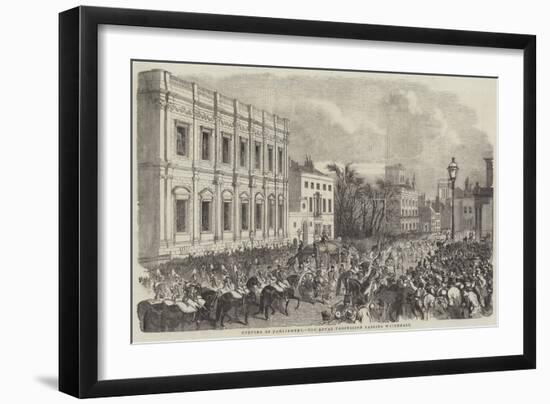 Opening of Parliament, the Royal Procession Passing Whitehall-null-Framed Giclee Print