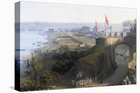 Opening of Railway Line from Naples to Portici, 1840-Salvatore Fergola-Stretched Canvas