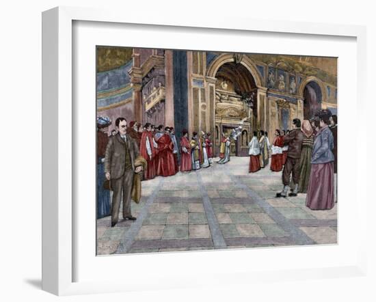 Opening of Sepulchral Monument of Pope Innocent III in the Basilica of St. John Lateran. Italy-null-Framed Giclee Print