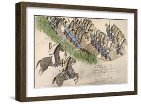 Opening of the Battle of the Little Big Horn-Amos Bad Heart Buffalo-Framed Giclee Print