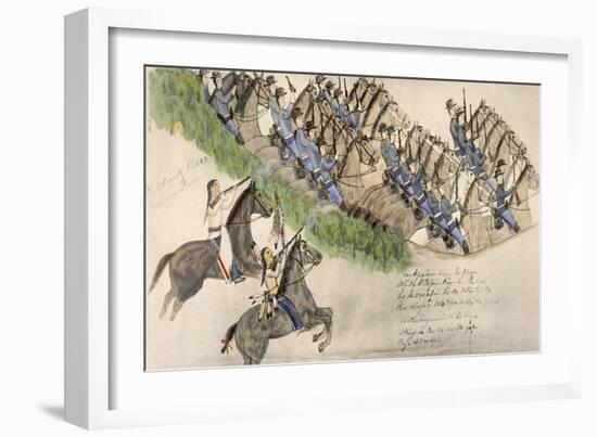 Opening of the Battle of the Little Big Horn-Amos Bad Heart Buffalo-Framed Giclee Print