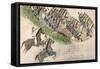 Opening of the Battle of the Little Big Horn-Amos Bad Heart Buffalo-Framed Stretched Canvas