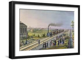 Opening of the First Railway Line from St. Petersburg to Pavlovsk in 1837-null-Framed Giclee Print