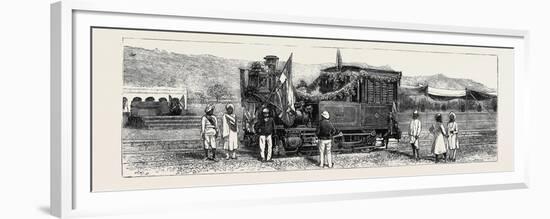 Opening of the First Rajpootana State Railway to Ulwar: the First Engine That Entered Ulwar-null-Framed Premium Giclee Print