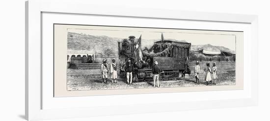 Opening of the First Rajpootana State Railway to Ulwar: the First Engine That Entered Ulwar-null-Framed Giclee Print