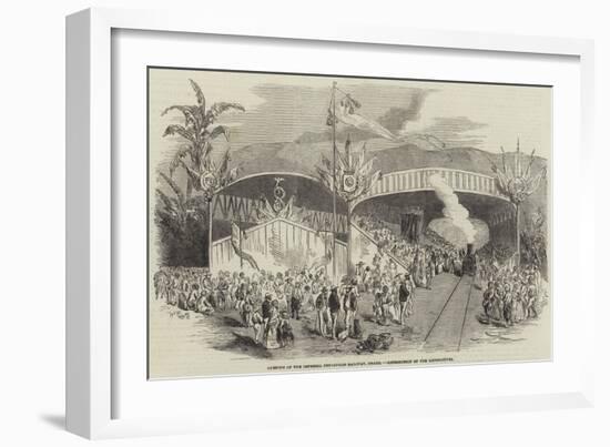 Opening of the Imperial Petropolis Railway, Brazil, Benediction of the Locomotives-null-Framed Giclee Print