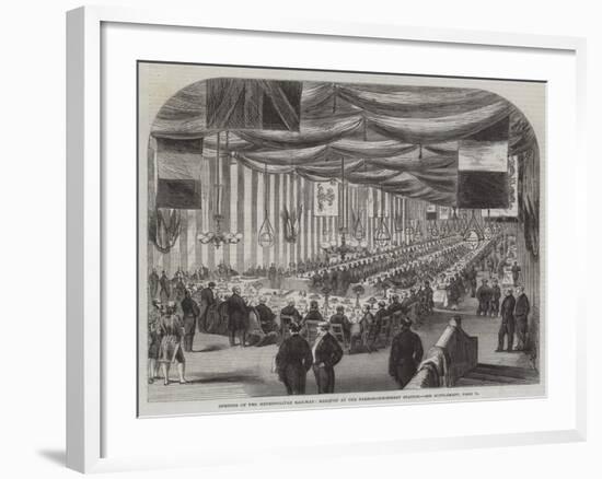 Opening of the Metropolitan Railway, Banquet at the Farringdon-Street Station-null-Framed Giclee Print