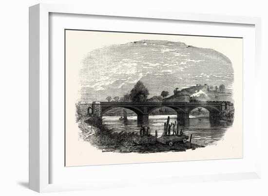 Opening of the North Devon Railway: the Iron Railway Bridge over the River Taw Near Barnstaple 1854-null-Framed Giclee Print