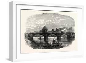 Opening of the North Devon Railway: the Iron Railway Bridge over the River Taw Near Barnstaple 1854-null-Framed Giclee Print