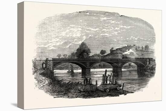 Opening of the North Devon Railway: the Iron Railway Bridge over the River Taw Near Barnstaple 1854-null-Stretched Canvas