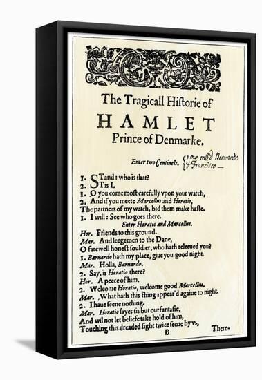 Opening Page of Hamlet-null-Framed Stretched Canvas