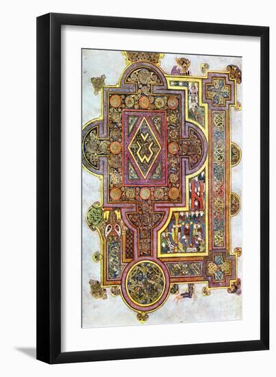 Opening Words of St Luke's Gospel Quoniam from the Book of Kells, C800-null-Framed Premium Giclee Print