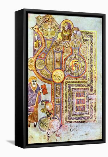 Opening Words of St Matthew's Gospel Liber Generationes, from the Book of Kells, C800-null-Framed Stretched Canvas