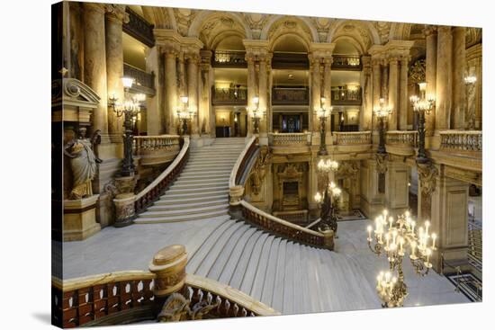 Opera Garnier, Grand Staircase, Paris, France-G & M Therin-Weise-Stretched Canvas