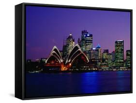 Opera House and City Skyline at Dusk, Sydney, Australia-Richard I'Anson-Framed Stretched Canvas