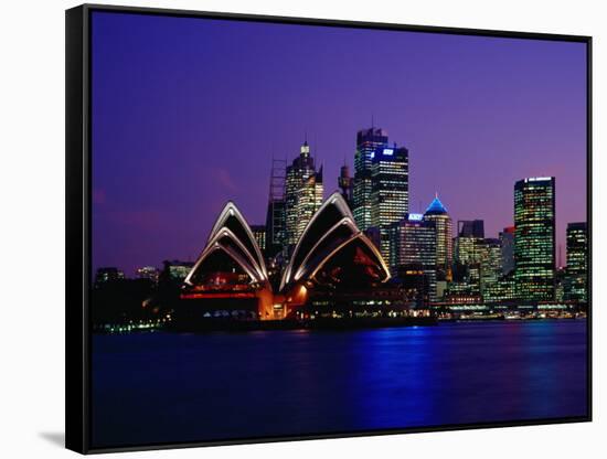 Opera House and City Skyline at Dusk, Sydney, Australia-Richard I'Anson-Framed Stretched Canvas