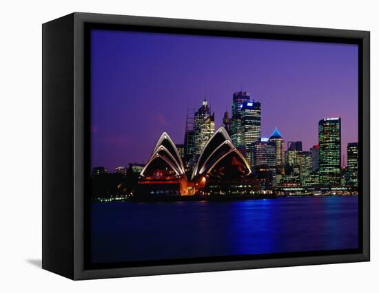 Opera House and City Skyline at Dusk, Sydney, Australia-Richard I'Anson-Framed Stretched Canvas