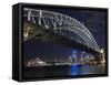 Opera House and Harbour Bridge at Night, Sydney, New South Wales, Australia, Pacific-Sergio Pitamitz-Framed Stretched Canvas