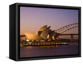 Opera House and Harbour Bridge, Sydney, New South Wales, Australia-Sergio Pitamitz-Framed Stretched Canvas