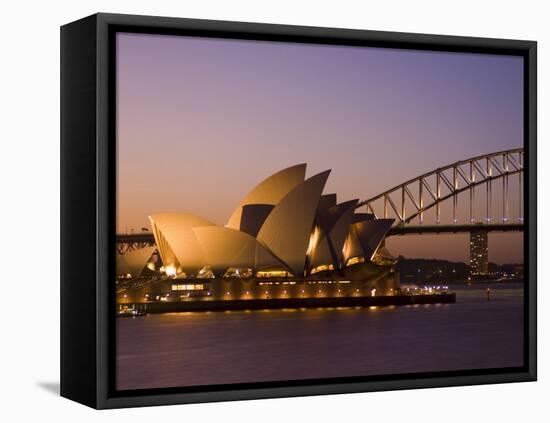 Opera House and Harbour Bridge, Sydney, New South Wales, Australia-Sergio Pitamitz-Framed Stretched Canvas