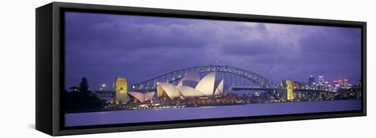 Opera House and Harbour Bridge, Sydney, New South Wales, Australia-Peter Adams-Framed Stretched Canvas