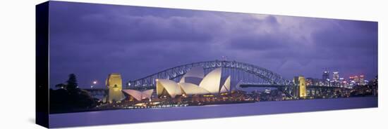 Opera House and Harbour Bridge, Sydney, New South Wales, Australia-Peter Adams-Stretched Canvas