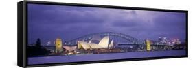 Opera House and Harbour Bridge, Sydney, New South Wales, Australia-Peter Adams-Framed Stretched Canvas