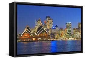 Opera House and Sydney Skyline, Sydney, New South Wales, Australia,-Marco Simoni-Framed Stretched Canvas