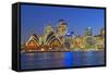 Opera House and Sydney Skyline, Sydney, New South Wales, Australia,-Marco Simoni-Framed Stretched Canvas