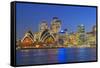 Opera House and Sydney Skyline, Sydney, New South Wales, Australia,-Marco Simoni-Framed Stretched Canvas