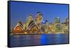 Opera House and Sydney Skyline, Sydney, New South Wales, Australia,-Marco Simoni-Framed Stretched Canvas