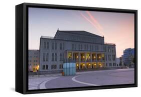 Opera House in Augustusplatz at dawn, Leipzig, Saxony, Germany, Europe-Ian Trower-Framed Stretched Canvas