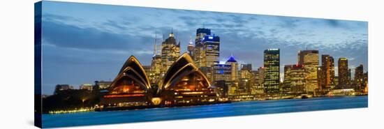 Opera House Lit Up at Dusk, Sydney Opera House, Sydney Harbor, New South Wales, Australia-null-Stretched Canvas