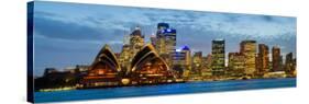 Opera House Lit Up at Dusk, Sydney Opera House, Sydney Harbor, New South Wales, Australia-null-Stretched Canvas