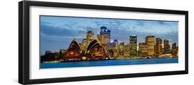 Opera House Lit Up at Dusk, Sydney Opera House, Sydney Harbor, New South Wales, Australia-null-Framed Photographic Print