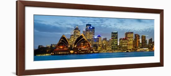 Opera House Lit Up at Dusk, Sydney Opera House, Sydney Harbor, New South Wales, Australia-null-Framed Photographic Print