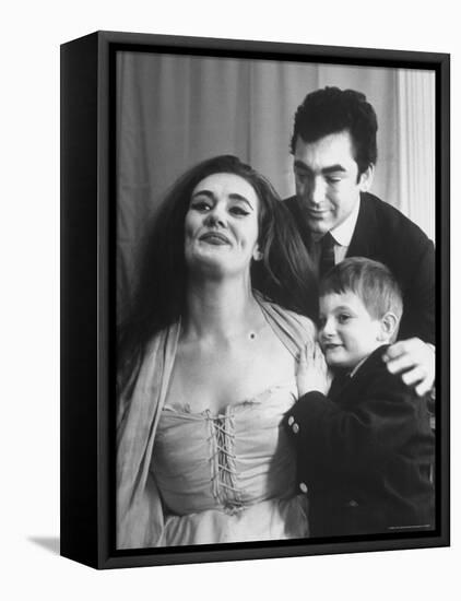 Opera Singer Joan Sutherland with Her Family backstage in "Lucia Di Lammermoor"-Alfred Eisenstaedt-Framed Stretched Canvas