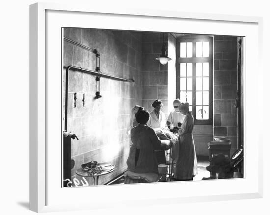 Operating Theatre of the Scottish Women's Hospital in the Abbey of Royaumont, 1915-Jacques Moreau-Framed Photographic Print