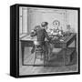 Operator Receiving a Message in Morse Code on an Electric Printing Telegraph, 1887-null-Framed Stretched Canvas