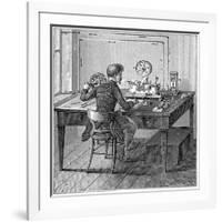 Operator Receiving a Message in Morse Code on an Electric Printing Telegraph, 1887-null-Framed Giclee Print