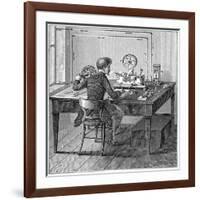 Operator Receiving a Message in Morse Code on an Electric Printing Telegraph, 1887-null-Framed Giclee Print