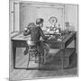 Operator Receiving a Message in Morse Code on an Electric Printing Telegraph, 1887-null-Mounted Giclee Print